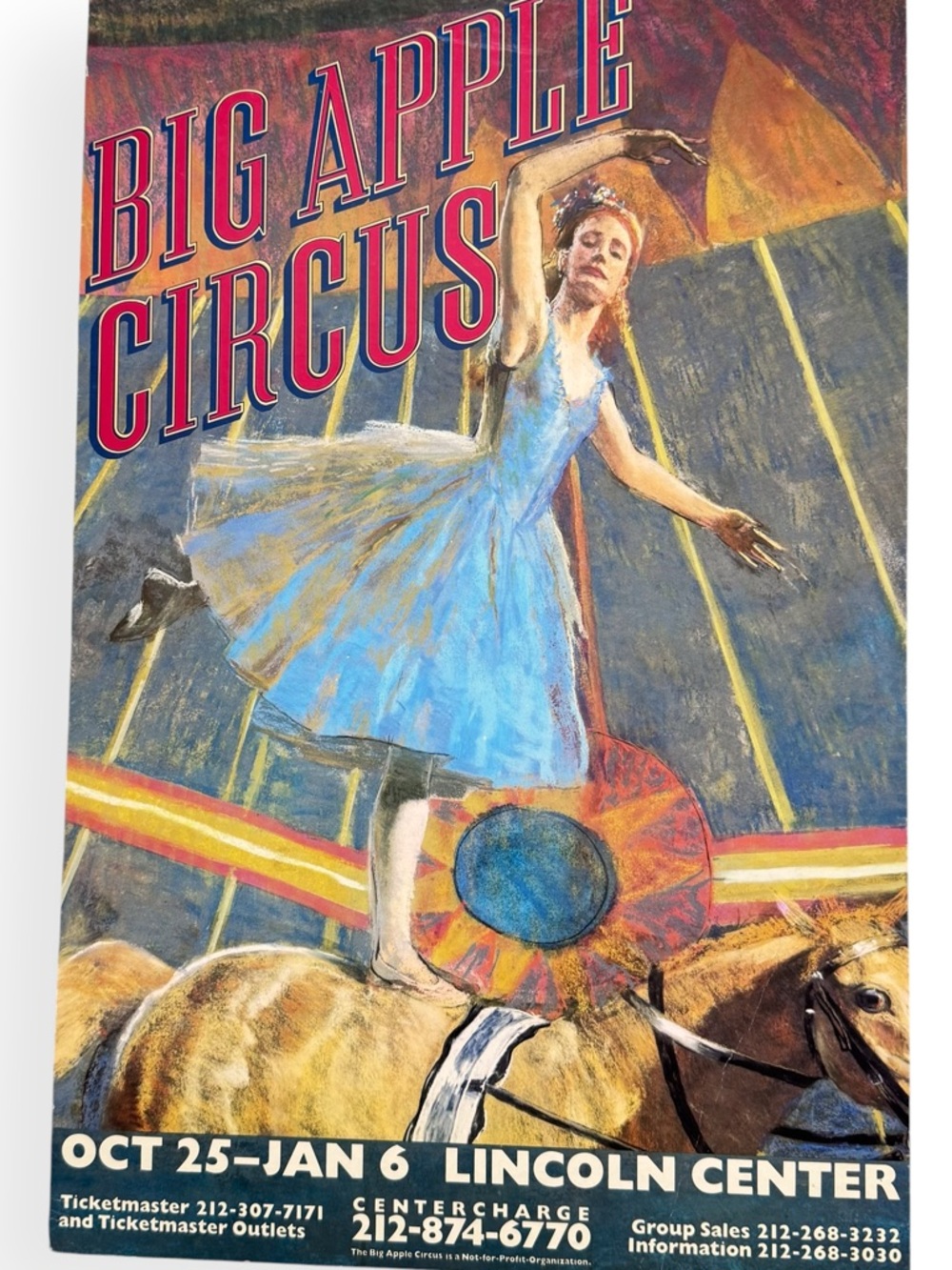 Big Apple Circus 1991 Window Card Lincoln Center Original Poster 14x22